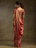 Alluring Orange Jarkan Work Satin Party Wear Saree With Blouse - Zeel Clothing