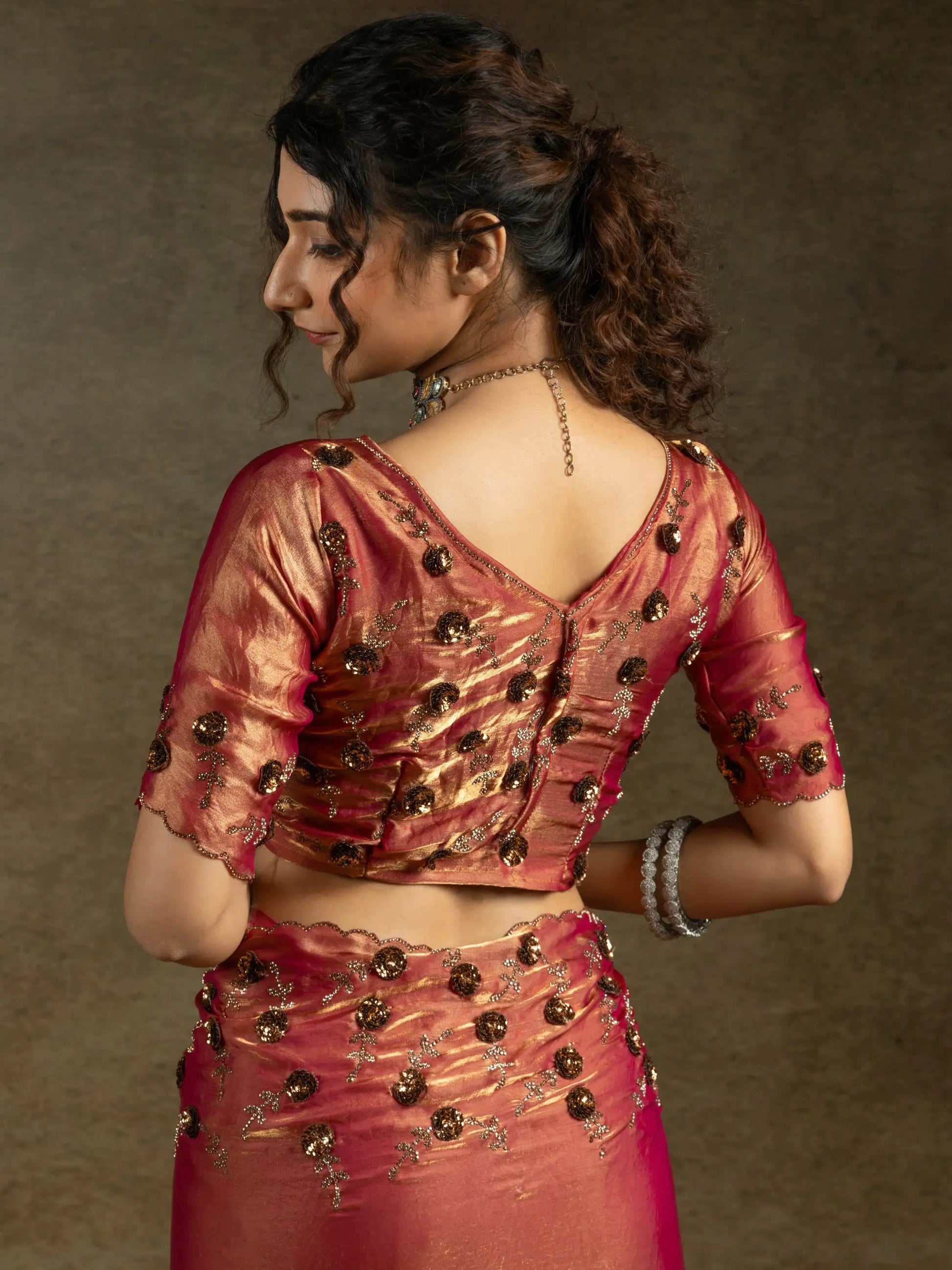 Alluring Orange Jarkan Work Satin Party Wear Saree With Blouse - Zeel Clothing