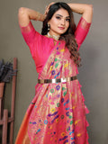 Alluring Orange Zari Weaving Banarasi Silk Paithani Saree With Blouse - Zeel Clothing