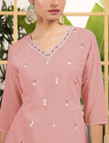Alluring Peach Sequins Georgette Festive Wear Sharara Suit With Dupatta - Zeel Clothing
