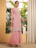 Alluring Peach Sequins Georgette Festive Wear Sharara Suit With Dupatta - Zeel Clothing