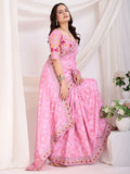 Alluring Pink Bandhani Printed Silk Bridal Saree - Zeel Clothing