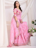 Alluring Pink Bandhani Printed Silk Bridal Saree - Zeel Clothing