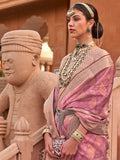 Alluring Pink Digital Printed Organza Festive Saree With Blouse - Zeel Clothing