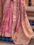 Alluring Pink Digital Printed Organza Festive Saree With Blouse - Zeel Clothing