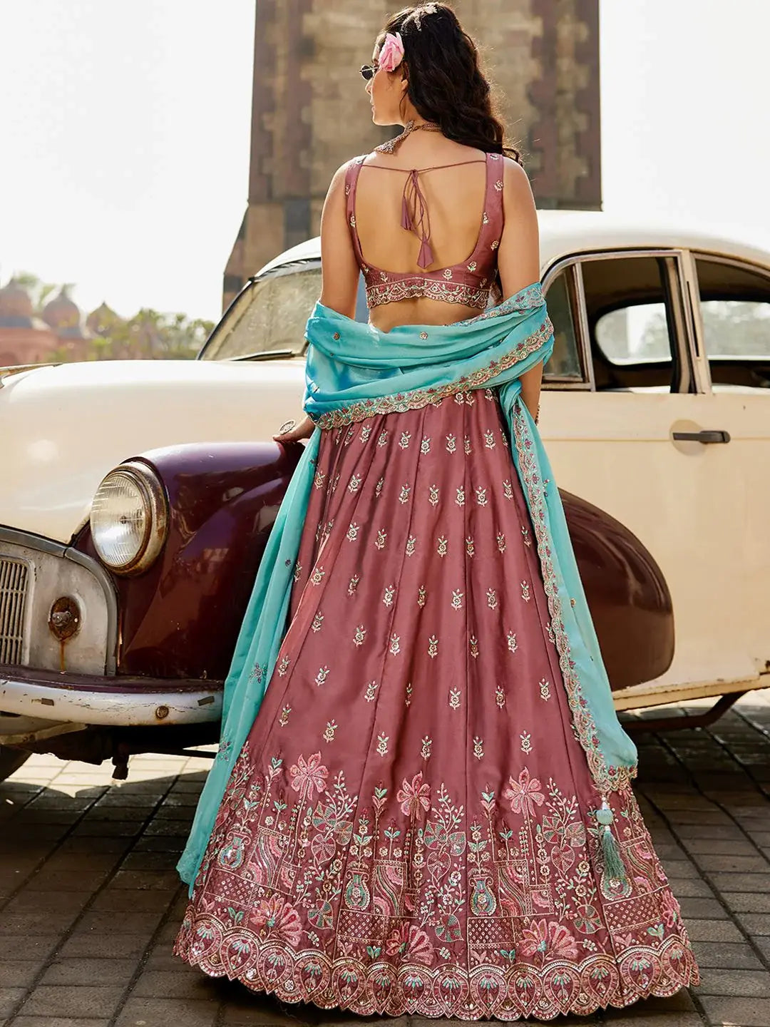 Alluring Pink Embroidered Georgette Engagement Wear Lehenga Choli - Zeel Clothing