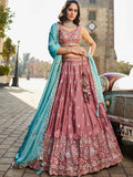 Alluring Pink Embroidered Georgette Engagement Wear Lehenga Choli - Zeel Clothing