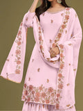Alluring Pink Embroidered Georgette Party Wear Sharara Suits - Zeel Clothing