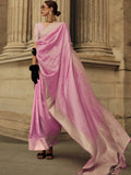 Alluring Pink Handloom Weaving Party Wear Satin Saree With Blouse - Zeel Clothing