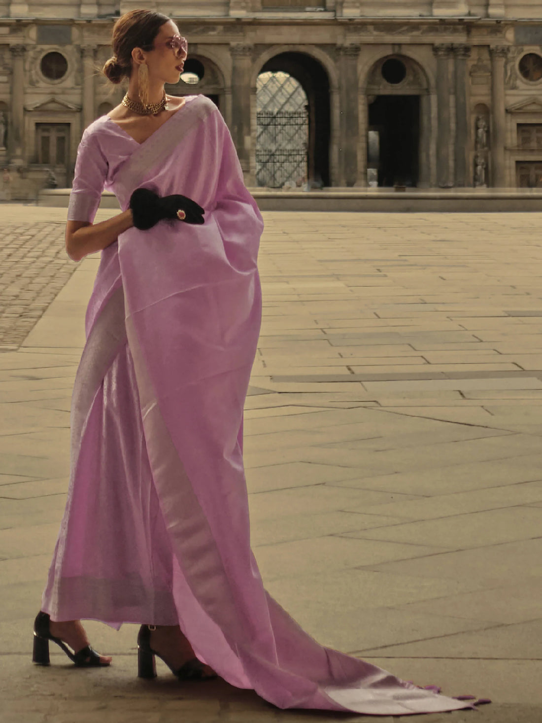 Alluring Pink Handloom Weaving Party Wear Satin Saree With Blouse - Zeel Clothing