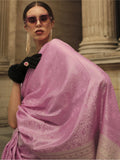 Alluring Pink Handloom Weaving Party Wear Satin Saree With Blouse - Zeel Clothing
