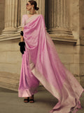Alluring Pink Handloom Weaving Party Wear Satin Saree With Blouse - Zeel Clothing