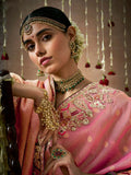Alluring Pink Heavy Border Work Silk Wedding Saree With Blouse - Zeel Clothing