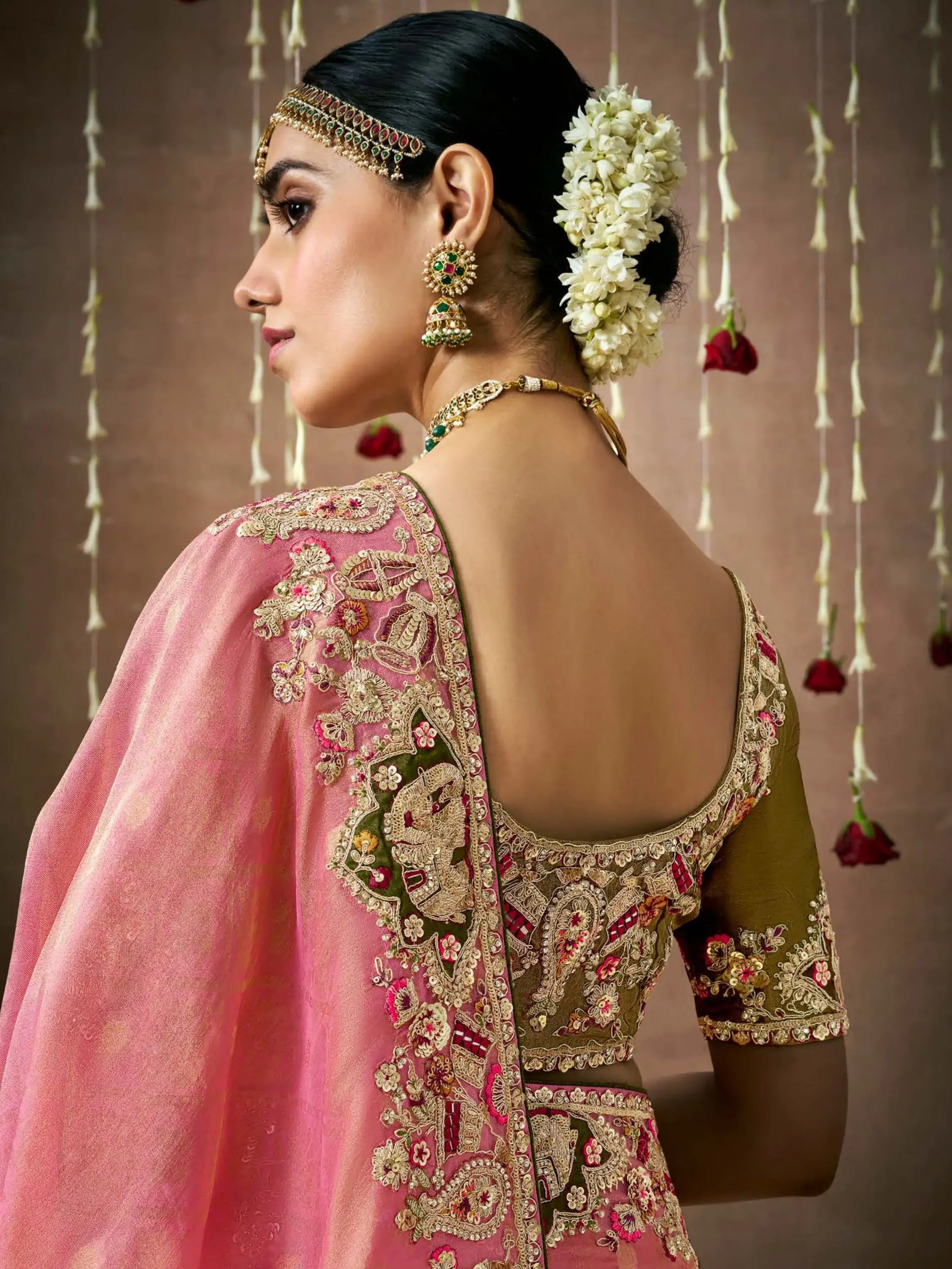 Alluring Pink Heavy Border Work Silk Wedding Saree With Blouse - Zeel Clothing