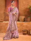 Alluring Pink Mirror Work Banarasi Silk Wedding Wear Saree With Blouse - Zeel Clothing