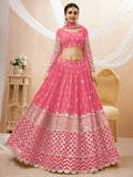 Alluring Pink Sequins Georgette Bridesmaid Lehenga Choli With Dupatta - Zeel Clothing