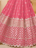 Alluring Pink Sequins Georgette Bridesmaid Lehenga Choli With Dupatta - Zeel Clothing