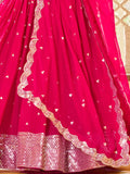 Alluring Pink Sequins Georgette Engagement Wear Lehenga Choli - Zeel Clothing