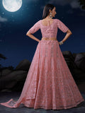 Alluring Pink Sequins Net Bridesmaid Lehenga Choli With Dupatta - Zeel Clothing