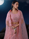 Alluring Pink Sequins Net Bridesmaid Lehenga Choli With Dupatta - Zeel Clothing