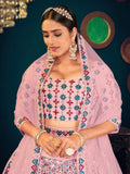 Alluring Pink Thread Work Georgette Engagement Wear Lehenga Choli - Zeel Clothing