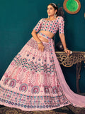 Alluring Pink Thread Work Georgette Engagement Wear Lehenga Choli - Zeel Clothing