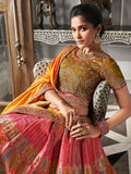 Alluring Pink Zari Weaving Banarasi Silk Wedding Wear Lehenga Choli - Zeel Clothing
