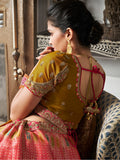 Alluring Pink Zari Weaving Banarasi Silk Wedding Wear Lehenga Choli - Zeel Clothing