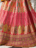 Alluring Pink Zari Weaving Banarasi Silk Wedding Wear Lehenga Choli - Zeel Clothing