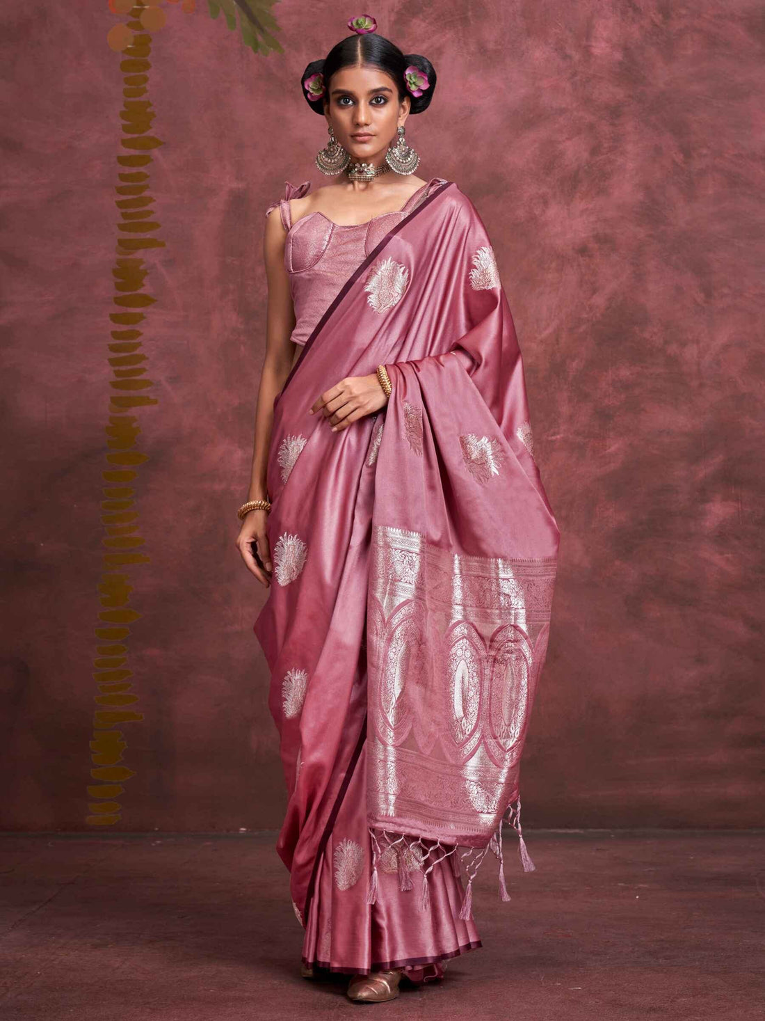 Alluring Pink Zari Weaving Silk Traditional Saree With Blouse - Zeel Clothing