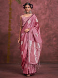 Alluring Pink Zari Weaving Silk Traditional Saree With Blouse - Zeel Clothing