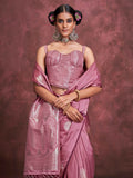 Alluring Pink Zari Weaving Silk Traditional Saree With Blouse - Zeel Clothing