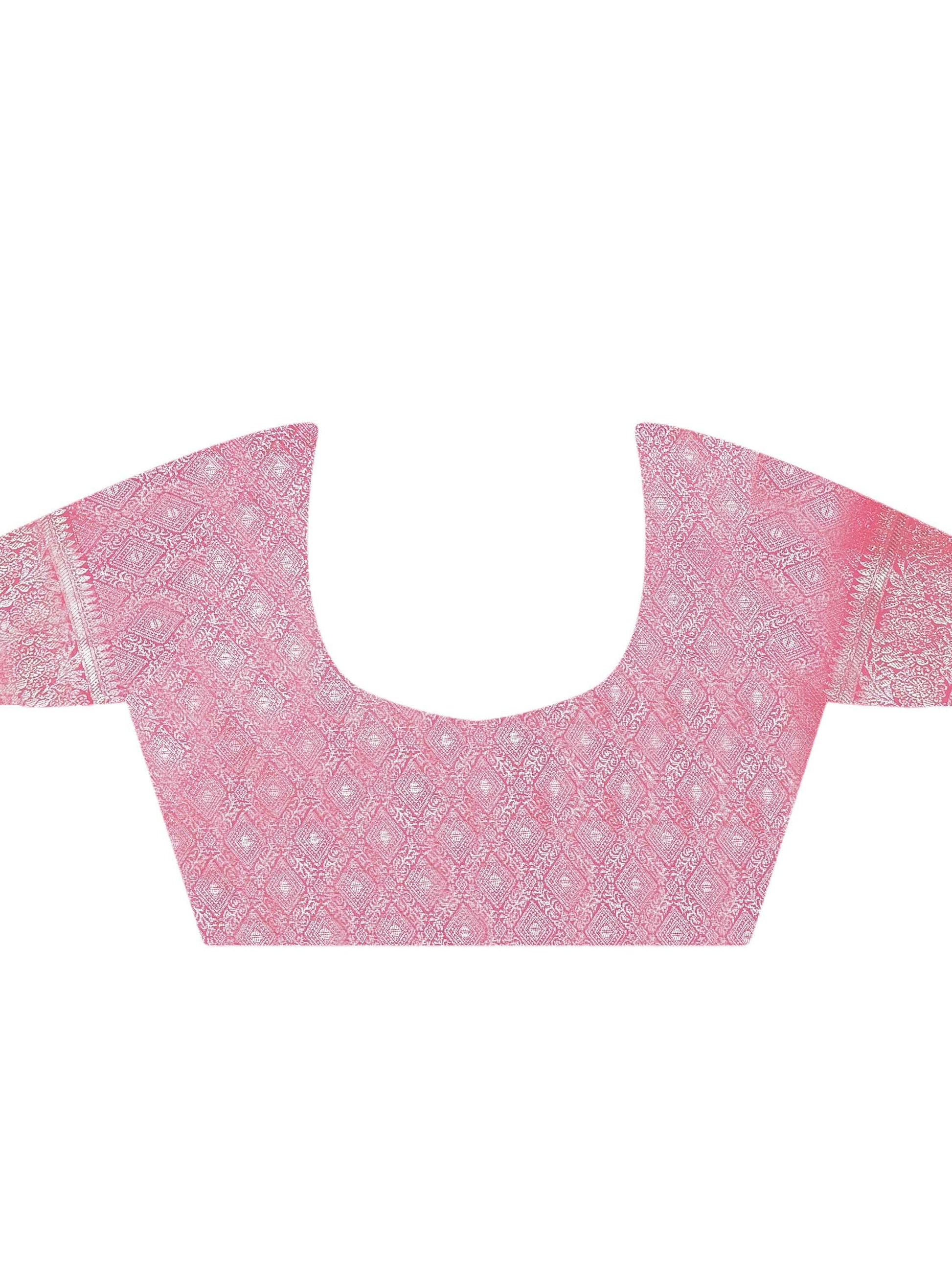 Alluring Pink Zari Weaving Silk Traditional Saree With Blouse - Zeel Clothing