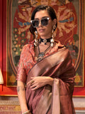 Alluring Pink Zari Weaving Traditional Wear Saree With Blouse - Zeel Clothing