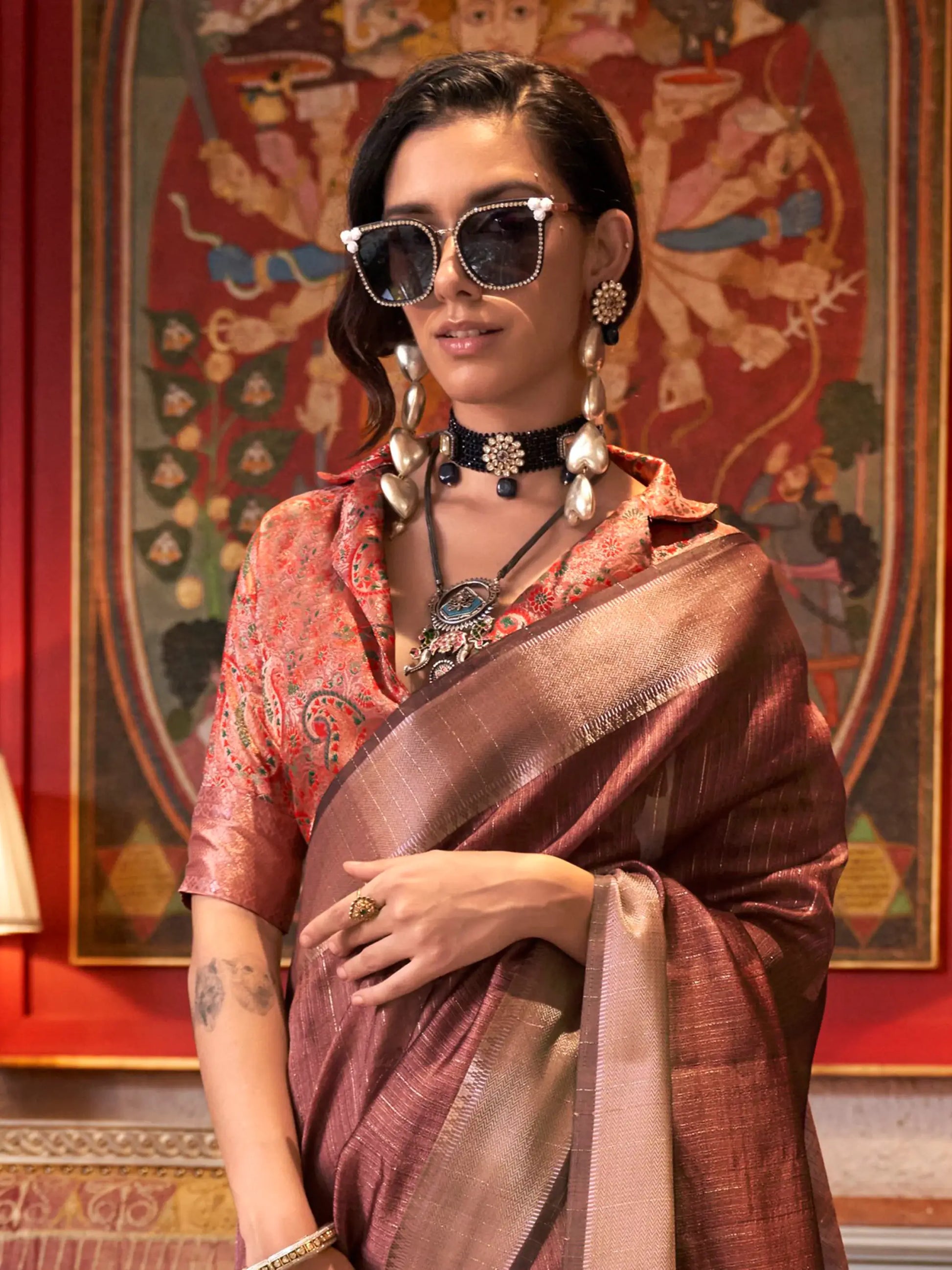 Alluring Pink Zari Weaving Traditional Wear Saree With Blouse - Zeel Clothing