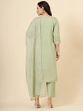Alluring Pista Green Embroidered Silk Event Wear Pant Suit - Zeel Clothing