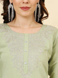 Alluring Pista Green Embroidered Silk Event Wear Pant Suit - Zeel Clothing