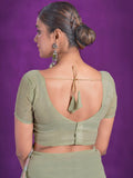 Alluring Pista Green Sequins Organza Party Wear Saree With Blouse - Zeel Clothing