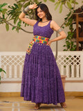 Alluring Purple Bandhani Printed Georgette Navratri Special Gown - Zeel Clothing