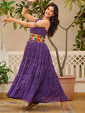 Alluring Purple Bandhani Printed Georgette Navratri Special Gown - Zeel Clothing