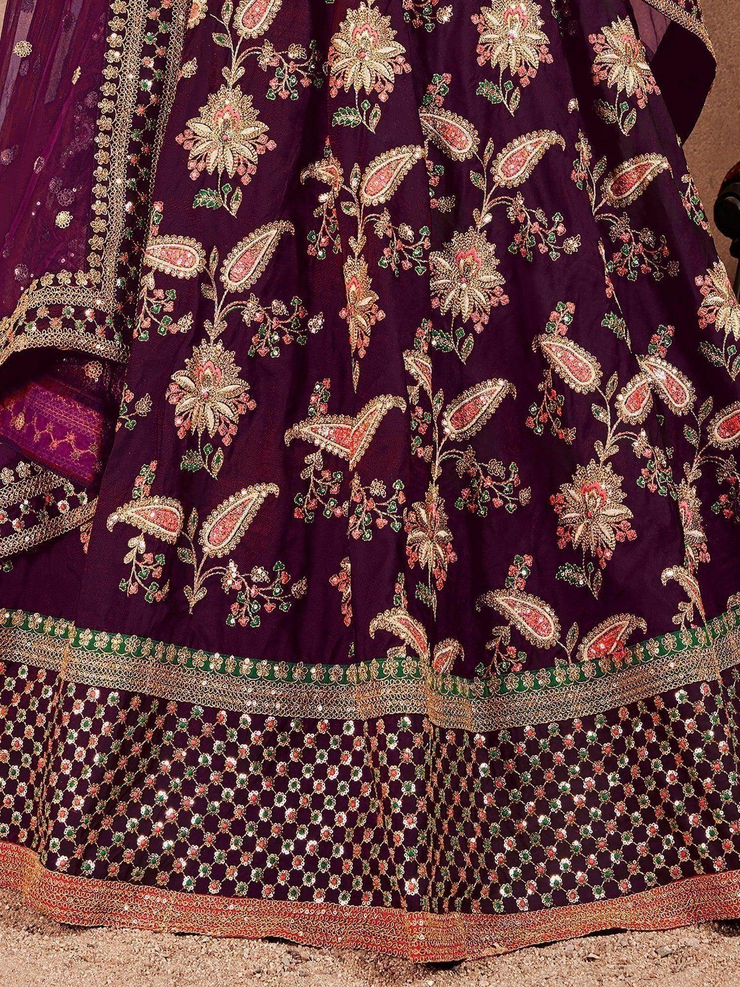 Alluring Purple Colored Bridal Wear Designer Embroidered Lehenga choli - Zeel Clothing