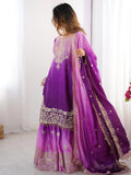 Alluring Purple Dori Embroidery Wedding Wear Chinon Sharara Suit - Zeel Clothing