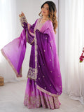 Alluring Purple Dori Embroidery Wedding Wear Chinon Sharara Suit - Zeel Clothing