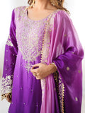 Alluring Purple Dori Embroidery Wedding Wear Chinon Sharara Suit - Zeel Clothing