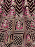 Alluring Purple Dori Work Velvet Bridal Lehenga Choli With Dupatta - Zeel Clothing
