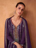 Alluring Purple Embroidered Chinon Designer Salwar Suits With Dupatta - Zeel Clothing