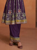 Alluring Purple Embroidered Chinon Designer Salwar Suits With Dupatta - Zeel Clothing