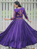 Alluring Purple Kutchi Work Silk Navratri Wear Lehenga Choli With Jacket - Zeel Clothing