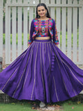 Alluring Purple Kutchi Work Silk Navratri Wear Lehenga Choli With Jacket - Zeel Clothing