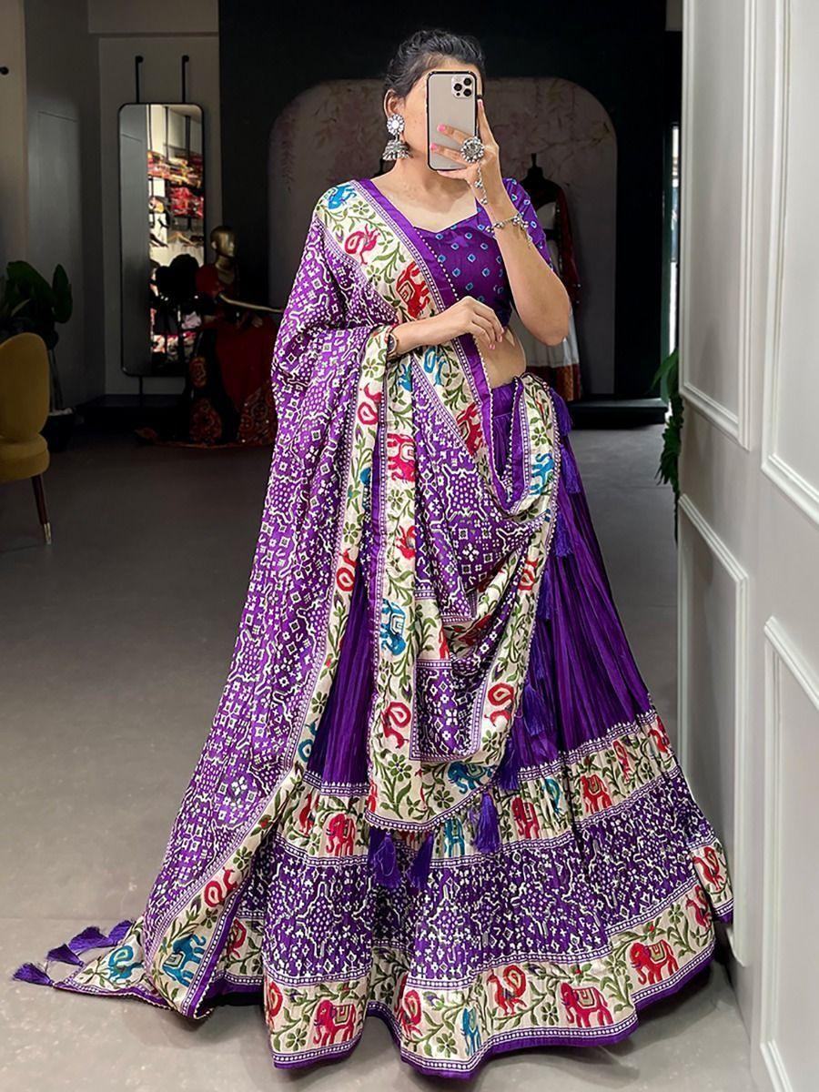 Alluring Purple Patola Print Dola Silk Traditional Lehenga Choli